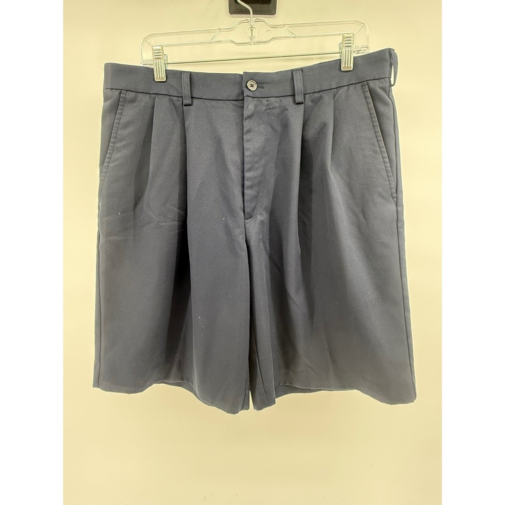IZOD Mens Navy Blue Pleated Casual Shorts Size 34 Golf Outdoor Dadcore Basic
